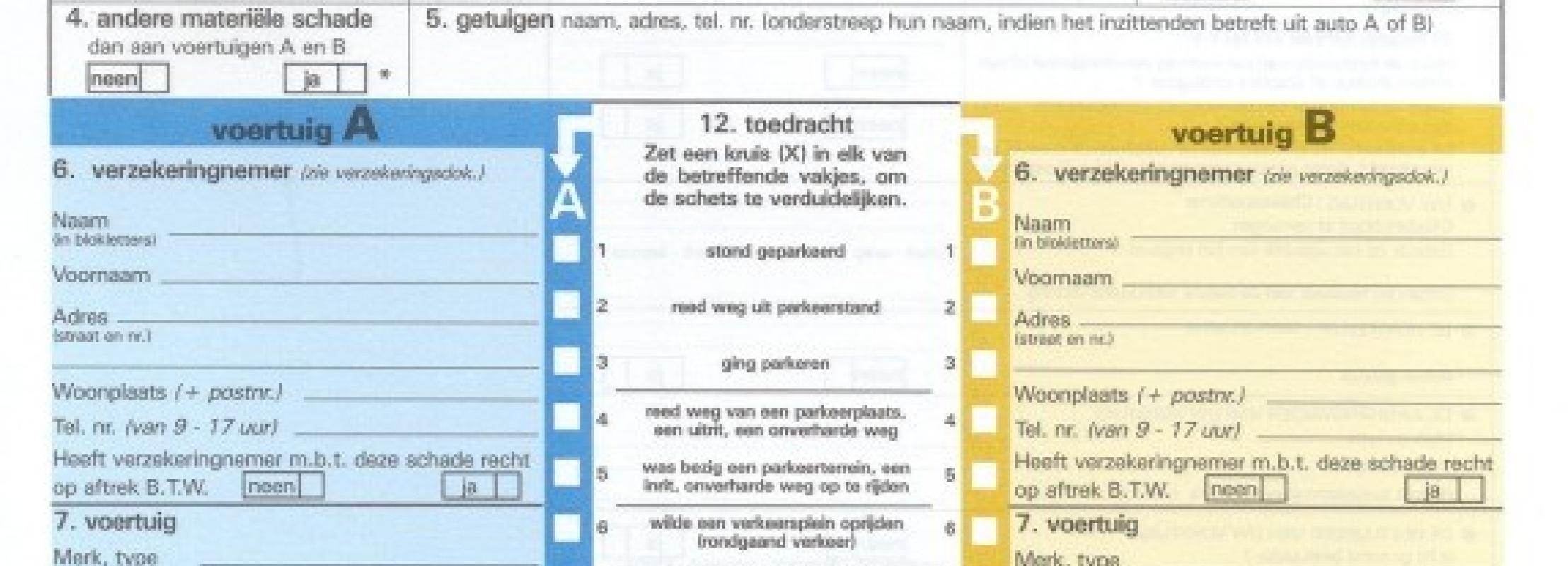 aanrijdingsformulier invullen