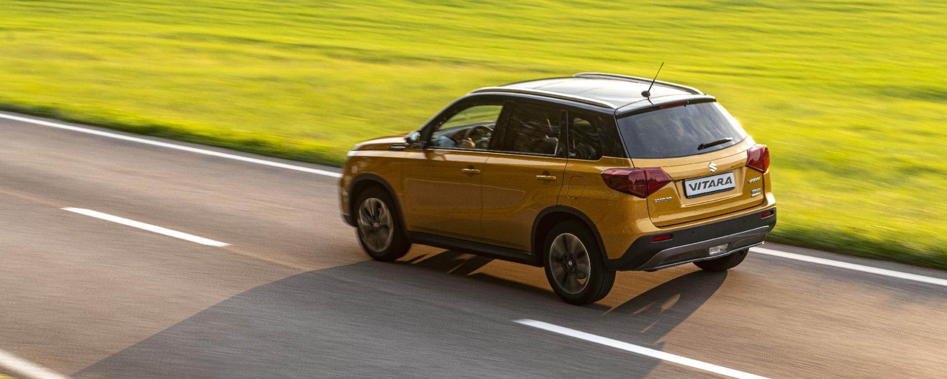 Vitara achterkant avondzon naast weiland b