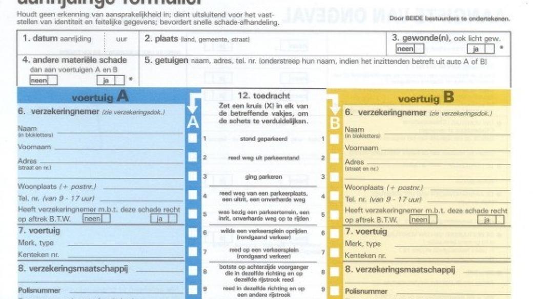 aanrijdingsformulier invullen